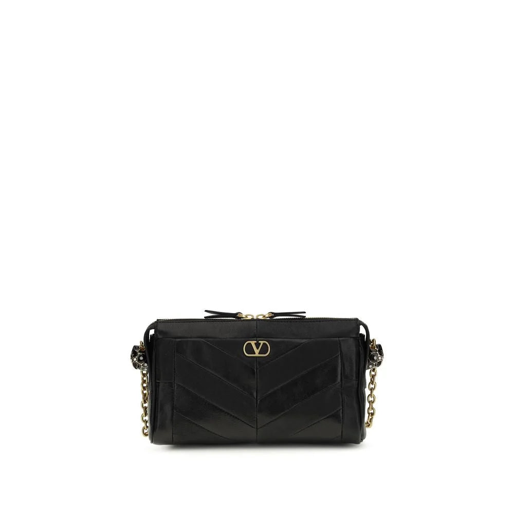 Valentino Garavani Black Calf Leather Bos Taurus Shoulder Bag