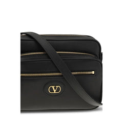 Valentino Garavani Black Calf Leather Bos Taurus Shoulder Bag