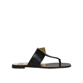 Valentino Garavani Black Calfskin Flat Sandals