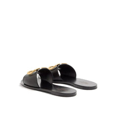 Valentino Garavani Black Calfskin Flat Sandals - EU35/US5