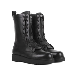 Valentino Garavani Black Calfskin Lace-Up Boots - EU44/US11