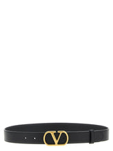 Ceinture Valentino Garavani Noire en Cuir de Veau Lisse