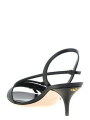 Valentino Garavani Black Calfskin Stiletto Heel Sandals
