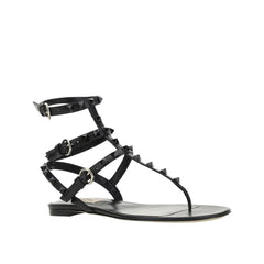 Valentino Garavani Black Calfskin Strap-On Sandals - EU35/US5