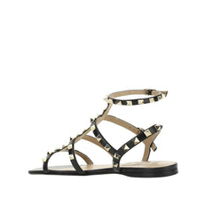 Valentino Garavani Black Calfskin Strap-On Sandals - EU35/US5
