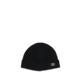 Valentino Garavani Black Cashmere Beanie - UNI