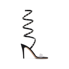 Valentino Garavani Black Lamb Leather Stiletto Heel Sandals