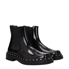 Valentino Garavani Black Leather Ankle Boots