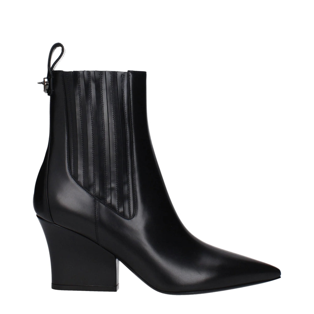 Valentino Garavani Black Leather Ankle Boots