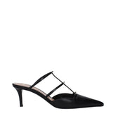 Valentino Garavani Black Leather Flat Sandals - EU36/US6