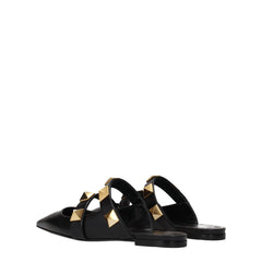 Valentino Garavani Black Leather Mules - EU35.5/US5.5 - Flats