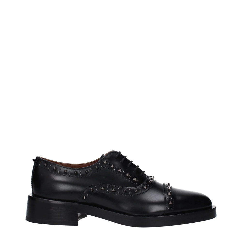 Valentino Garavani Black Leather Oxfords And Derbies - EU38/US8