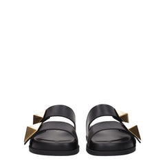 Valentino Garavani Black Leather Slippers Sandals - EU36/US6