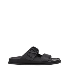 Valentino Garavani Black Leather Slippers Sandals - EU40/US7
