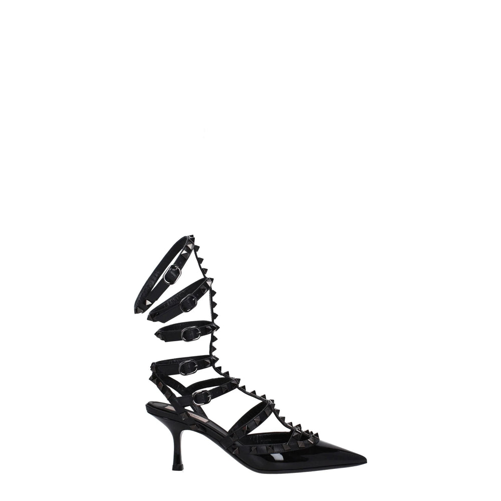 Valentino Garavani Black Leather Stiletto Heels Sandals