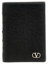 Valentino Garavani Black Ostrich Skin Cardholder