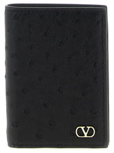 Valentino Garavani Black Ostrich Skin Cardholder