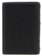 Valentino Garavani Black Ostrich Skin Cardholder