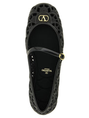 Valentino Garavani Black Polyvinyl Ballet Flats