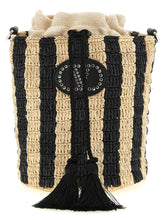 Valentino Garavani Black Straw Shoulder Bag