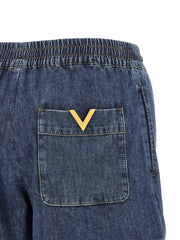 Valentino Garavani Blue Cotton Bermuda Shorts