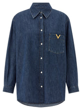 Valentino Garavani Blue Cotton Blouse