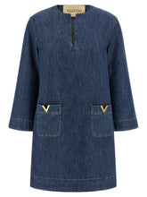 Valentino Garavani Blue Cotton Short Dress - IT40