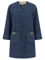 Valentino Garavani Blue Cotton Short Dress - IT40
