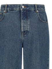 Valentino Garavani Blue Cotton Straight-Leg Jeans
