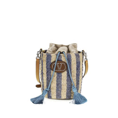 Valentino Garavani Blå Raffia Kurvveske