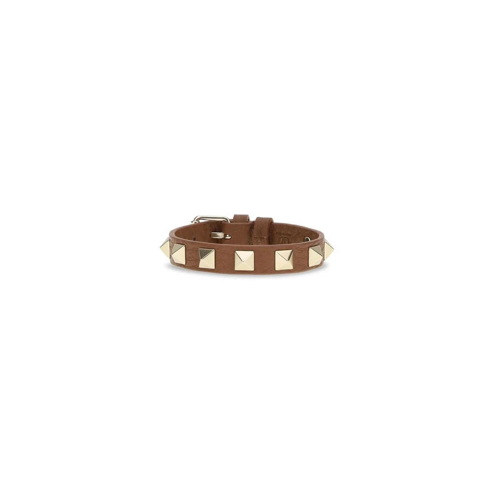 Valentino Garavani Brown Calf Leather Bos Taurus Bracelet - One Size
