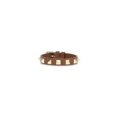 Valentino Garavani Brown Calf Leather Bos Taurus Bracelet - One Size