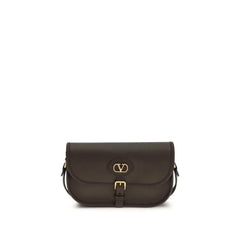Valentino Garavani Brown Calf Leather Bos Taurus Shoulder Bag