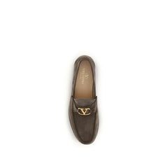 Valentino Garavani Brown Calf Leather Bos Taurus Slip-On Loafers