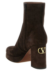 Valentino Garavani Brown Calfskin Ankle Boots - EU36.5/US6.5