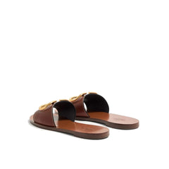 Valentino Garavani Brown Calfskin Flat Sandals - EU35/US5