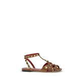Valentino Garavani Brown Goatskin Strap-On Sandals - EU36/US6