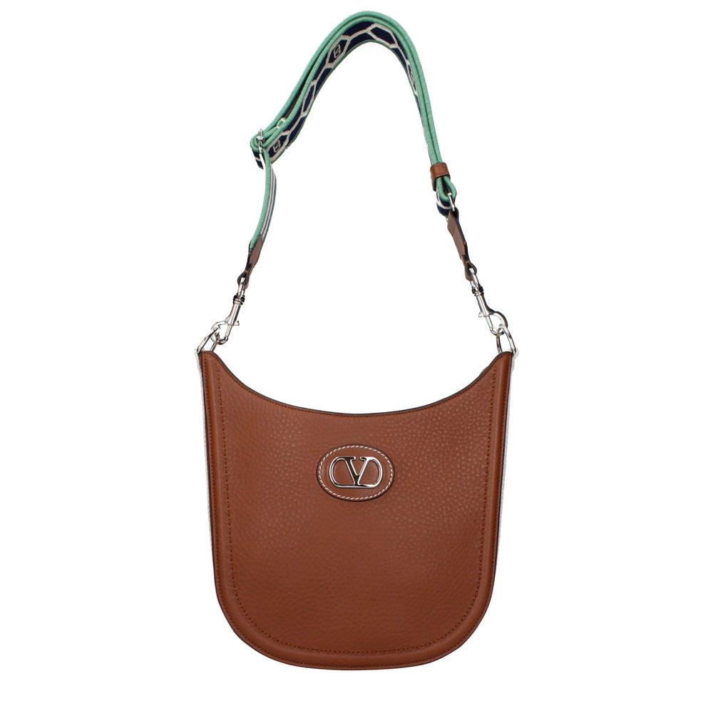 Valentino Garavani Braune Leder Umhüngertasche