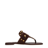 Valentino Garavani Brown Leather Flip-Flop Sandals - EU36/US6
