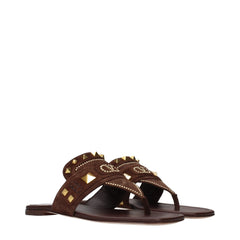 Valentino Garavani Brown Leather Flip-Flop Sandals - EU36/US6