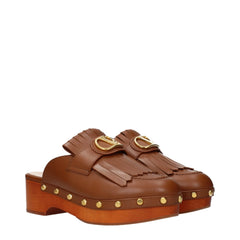 Valentino Garavani Brown Leather Slippers - EU36/US6