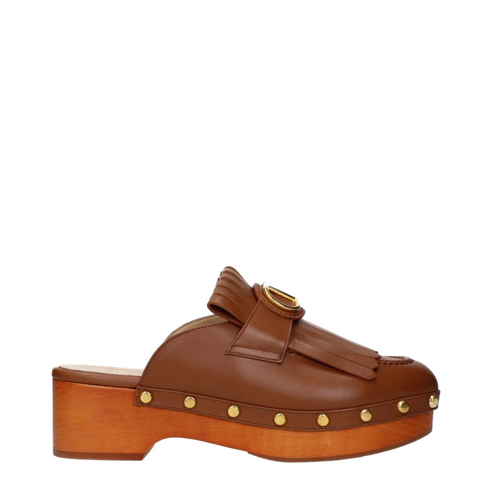 Valentino Garavani Brown Leather Slippers - EU36/US6