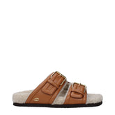 Valentino Garavani Brown Leather Slippers Sandals