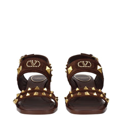 Valentino Garavani Braune Ledersandalen mit Riemen