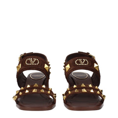 Valentino Garavani Brown Leather Strap-On Sandals