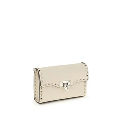 Valentino Garavani Cream Calf Leather Bos Taurus Shoulder Bag