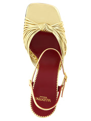 Valentino Garavani Gold Goatskin Stiletto Heel Sandals - EU40/US10