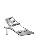 Valentino Garavani Gray Leather Stiletto Heel Sandals - EU36/US6