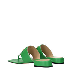 Valentino Garavani Green Leather Flip-Flop Sandals - EU37/US7