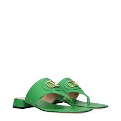Valentino Garavani Green Leather Flip-Flop Sandals - EU37/US7